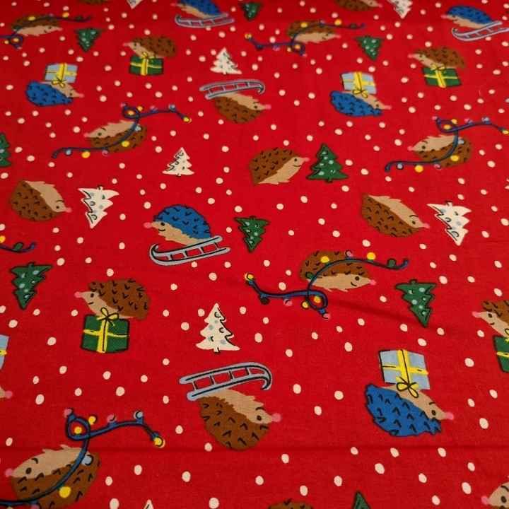 Christmas Flannel, Hedgehog FLANNEL Fabric